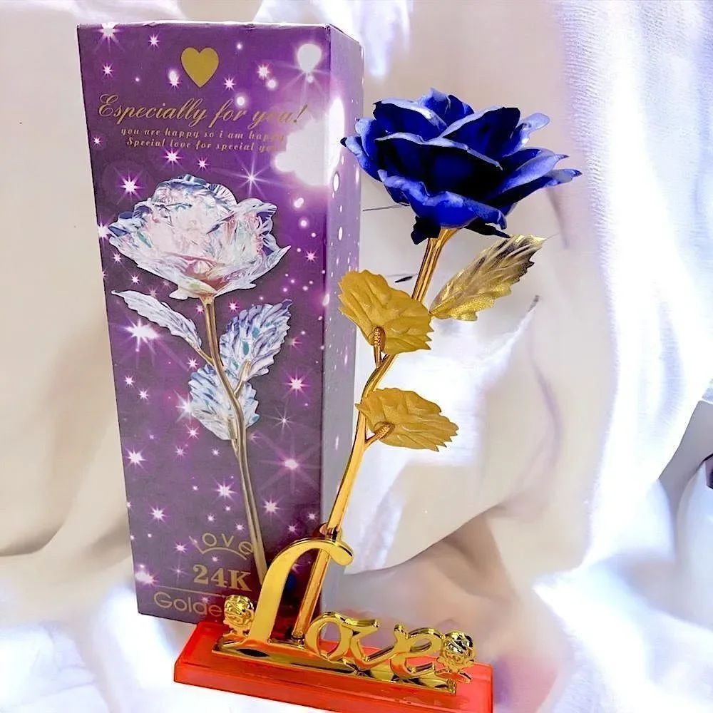 24K l Forever Blue Rose l LOVE l Box & Stand l New